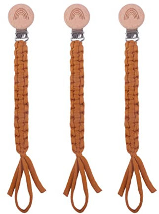 SWECOMZE 3 Pcs Schnullerkette Baumwolle Schnullerband Baby Schnullerketten Clips für Neugeboren Mädchen und Jungs Lätzchen Dreieckstuch Sauger Schnuller (Gelb)