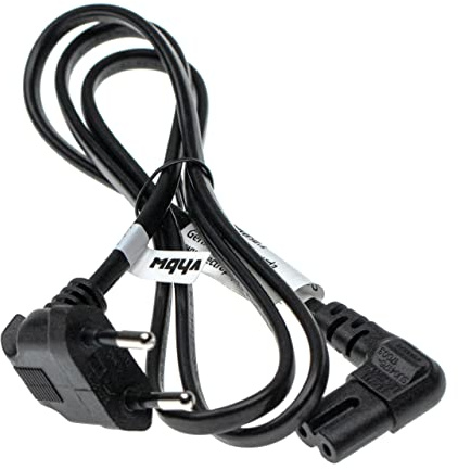 vhbw Cable de alimentación Enchufe de Seguridad para IEC, PC, Monitor, Ordenador, Impresora - C7, 1 m, en ángulo