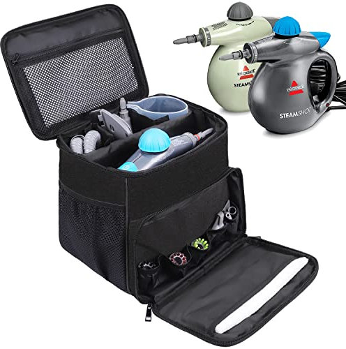 Adjustable Compartments Carry Bag Compatible with Bissell SteamShot Hard Surface Steam Cleaner 39N7V/39N7A,Travel Hand Bag with Extra Pockets for Accessories
