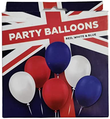 PMS Packung mit 18 Union Jack Luftballons Rot Weiß Blau Queens Jubiläum Feier Party Luftballons