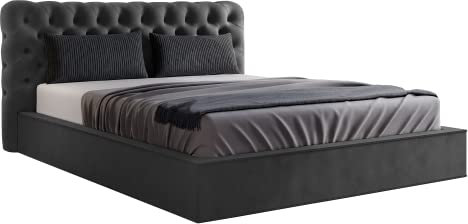 GRAINGOLD Elegantes Polsterbett Apollo mit verstärktem Holzrahmen, großem Sockel und komfortablem Kopfteil - große Auswahl an Stoffen - eleganter Stil, reiche Dekoration - 120x200 cm