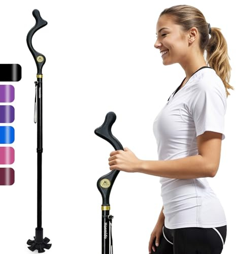 Walking Sticks Foldable for Men & Women Seniors for Balance,Self Standing Folding Cane,Height Adjustable Anti-Slip Lightweight Alloy Walking Stick Collapsable for Travel Mobility Aid