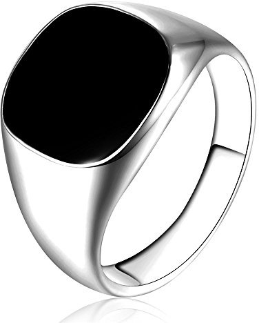 Silberband Polierter Kupferring Solider Siegelring Schwarze Biker Herrenringe Teen Rings