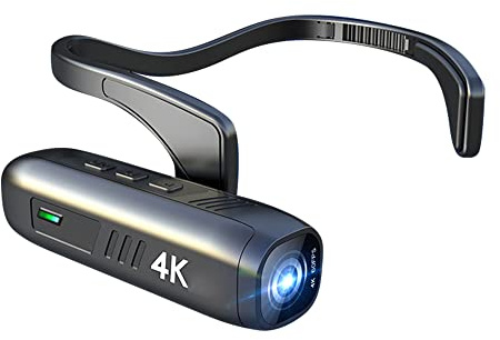KOCAN 4K 30FPS Head Mounted Camera Wearable WiFi Video Camera Camcorder Webcam 120°Wide Angle Lens Anti-shake Built-in Battery APP Control for Vlog Video Recording