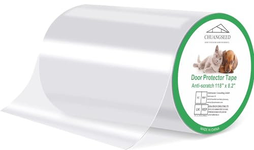 CHUANGSEED Door Protector from Dog Scratching 21cm x 3m (8.2x118), Cat Anti Scratch Tape Heavy Duty Door Guard Cover for Dog and Cat Clawing Clear Training Self Adhesive Tape