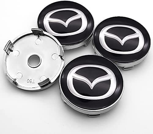 WOAFEY Nabendeckel 4 STÜCKE 60mm für Mazda- 2 3 6 MX-5 MX-30 CX-3 CX-8 CX-9 Car Rad Center Hub Cap Auto Styling Felgen Abdeckung Badge Emblem Aufkleber Radnabenkappen,A