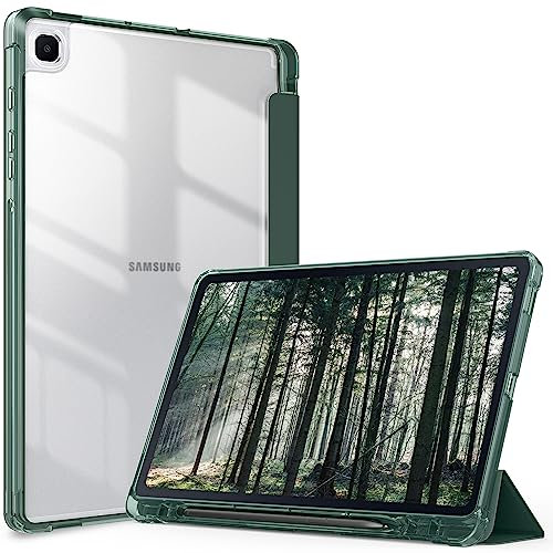 EasyAcc Hülle Kompatibel mit Samsung Galaxy Tab S6 Lite 2024/2022/ 2020 10.4 Zoll mit S Pen Halter, Ultra Dünn Schutzhülle mit Transparenter Hartschale auf der Rückseite, Nachtgrün