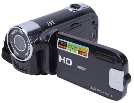 Qiilu Digitaler Camcorder, ABS, Full-HD-Rotation, 16-Fach Hochauflösender Digitaler Camcorder, Video-DV-Kamera, Digitale DV-Videokamera (Schwarz)