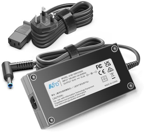 KFD HP 19.5V 10.3A 200W AC Adapter Charger for HP OMEN Pavilion Victus Gaming Laptop PC 15 16 17 Fury 16 G9 ZBook 15u 17 Studio G3 G4 G5 G6 G7 G8 Mobile Workstation Slim ADP-200HB Power Supply Cable