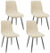 WAFTING Esszimmerstühle 4er Set, Gepolsterter Stuhl mit Hoher Rückenlehne, Esstischstühle mit Metallfuß, für Esszimmer, Wohnzimmer, Küche, Schlafzimmer und Empfangsraum, Beige
