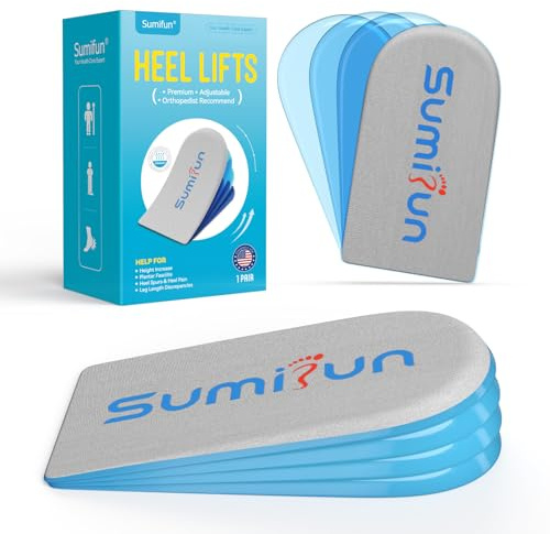 Sumifun Heel Lift - 4-Layer 1 Zoll Gel Schuh Lifts für Frauen Männer Ungleiche Beine - Verstellbare hohe Erhöhung Einsätze für Beinlänge Abweichung 1/4 1/2 3/4 1 (Size S, Blue)
