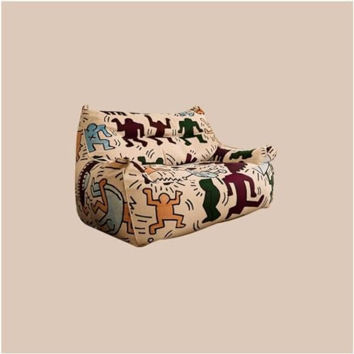 BKEKM Sitzsack-Stuhl, personalisierbar, fauler Sofa-Stuhl, Graffiti-Wildleder-Sitzsack, Tatami mit Füllung, Sofa-Pouf, Bunte Sitzsack-Liege