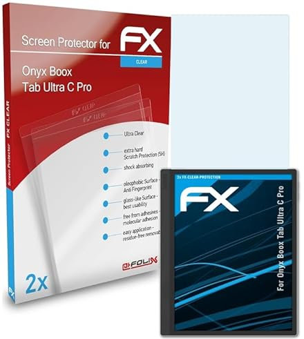 atFoliX Schutzfolie kompatibel mit Onyx Boox Tab Ultra C Pro Folie, ultraklare FX Displayschutzfolie (2X)