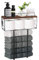 HOVNKUT Porte-serviettes pour salle de bain, étagères flottantes avec panier métallique, rangement pour 4 serviettes roulées, support mural avec étagère en bois naturel, capacité maximale, noir