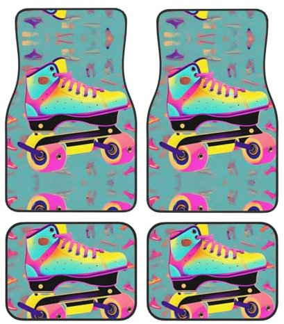 Bunte Rollschuhe, wasserdicht, komplettes Set, 4 mm dickes Tauchmaterial, hochwertiges Autozubehör, niedlicher Autoteppich