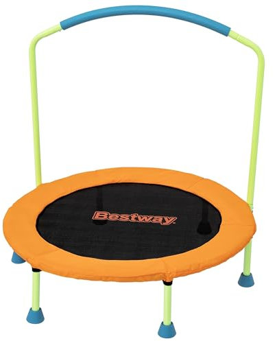 Bestway Trampolin Wonderjump Ø 91 x 96 cm, Pulverbeschichteter Stahlrahmen, Abnehmbarer Haltegriff, rutschfeste Füße, Einfache Montage, Kompaktes Design