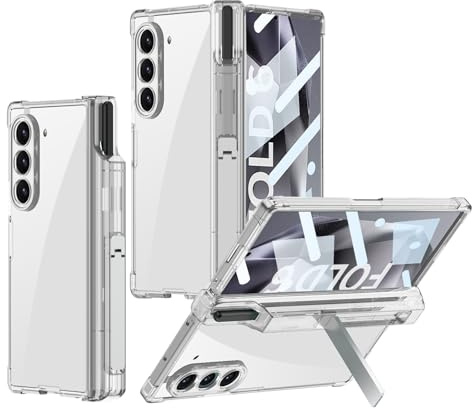 Custodia Trasparente per Samsung Galaxy Z Fold 6 con Supporto per S Pen [Protezione Schermo Integrata] [Protezione Cerniera], Cover Sottile Antigraffio Antiurto per Samsung Z Fold 6 (Transparente)