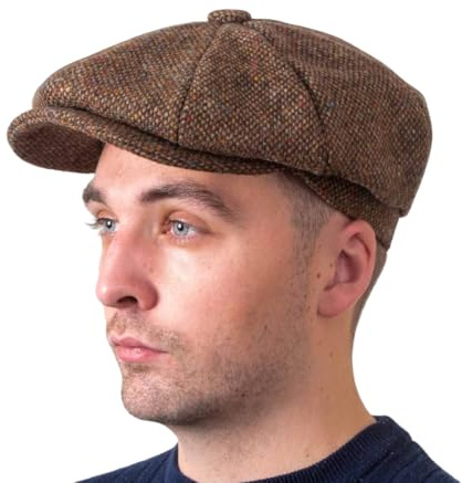 Hatman of Ireland Herren 100% Kerry Woollen Mills Tweed 8 Stück Mütze Irischer Newsboy Hut Made in Irland