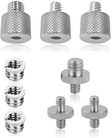 9 Pezzi Adattatore a Vite, da 1/4 a 3/8 Convertitore Maschio Femmina Filettato a Vite Adattatore da 3/8a 1/4 Vite per Treppiede Adattatore a Vite per Treppiedi Microfono Fotocamera