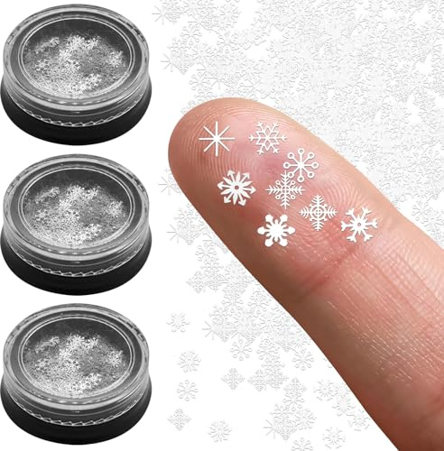 Silberne Mini-Metall-Schneeflocken-Bastelornamente, winzige kleine Aufkleber, Mini-Metalldekorationen für den Winter DIY