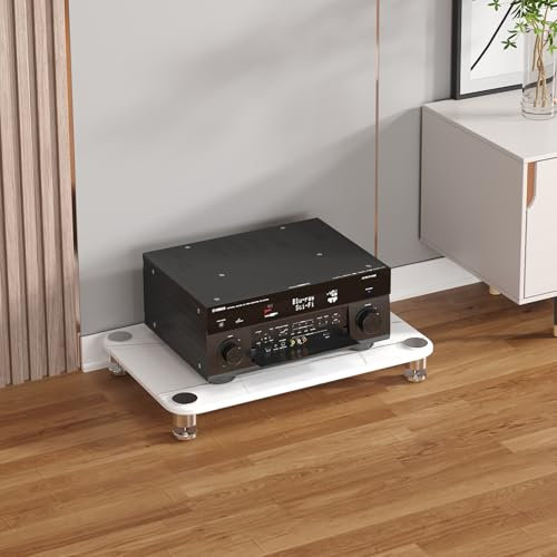 Hifi rack,plattenspieler regal,stereo-schrank,hifi regal,rack hifi regal audio schrank,av-medienständer, offenes stereo-schrank,audio rack hifi regal für ecke,Verstärker-Rack-Regal(White,1-layer)