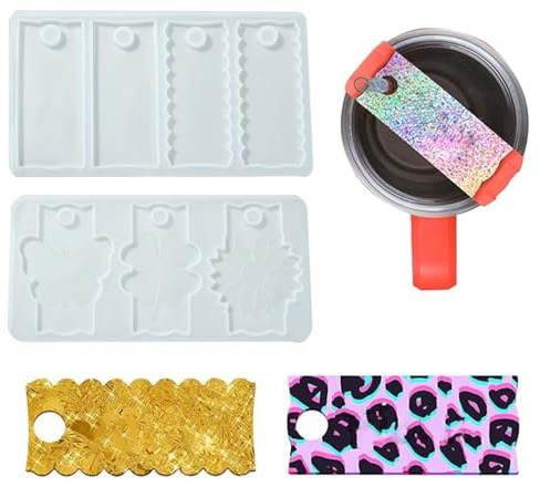 UR URLIFEHALL 2 moldes de silicona para placa de nombre, moldes de resina epoxi personalizados para vaso, tapa, llavero, etiqueta de mascotas, manualidades