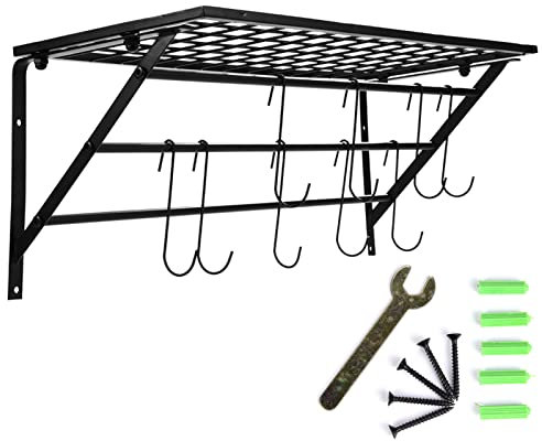 Luocute Hängendes Topfregal, Küchen-Pfannenhalter Zur Wandmontage, Robuster Topf- und Pfannen-Aufbewahrungsorganisator aus Eisen mit 10 Haken, 24,41 X 10,04 X 9,84 Zoll, für Küche,