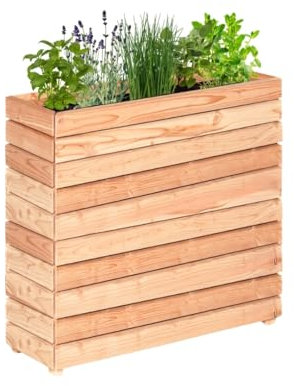 Mega Holz Pflanzkübel Modulo Lärche, Blumenkübel aus Holz, wetterfest, Innen- und Außenbereich, Witterungsbeständig, Blumenkasten für Garten, Terrasse und Balkon, Modular, Stapelbar (Hochbeet 90 cm)