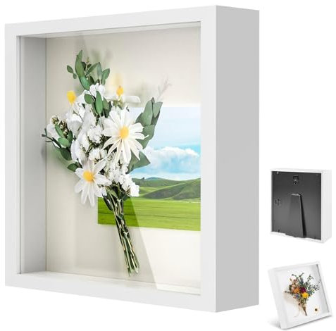 Bilderrahmen zum Befüllen, Objektrahmen Tiefer 3 cm, Tiefer Bilderrahmen zum Befüllen 30 x 30 cm, mit Transparente Acrylplatte, Quadratischer Stereoskopischer Rahmen, Wände, Kunsthandwerk, Weiß