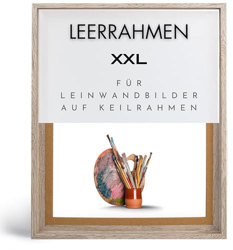 NB Akzent Schattenfugenrahmen XXL 100x150 cm - Wildeiche Hell – Leerrahmen mit Tiefeneffekt aus MDF Holz in zerlegter Form – für Leinwandbilder auf Keilrahmen