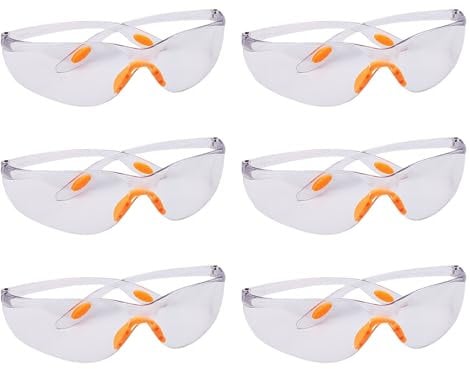 6 Pcs Safety Glasses for Work,Adult Safety Goggles,Clear Eye Protection Glasses,Protective Goggles,Anti Dust/Mist/Wind,Protective Equipment Security Glasses for Construction Laboratory Chemicals