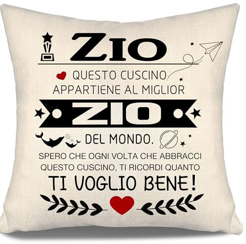 Aosumin Miglior Zio del mondo Spero che ogni volta che abbracci questo cuscino ti ricordi quanto ti voglio bene Copricuscino Compleanno Regalo di Natale Zio Nipote
