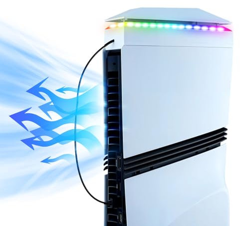 Mcbazel Ventilateur Supérieur de Refroidissement pour PS5 Pro, Base de RGB et Fonction de Mémoire, Accessoires de Protection Contre la Poussière avec Port USB pour PS5 Pro Disc & Digital