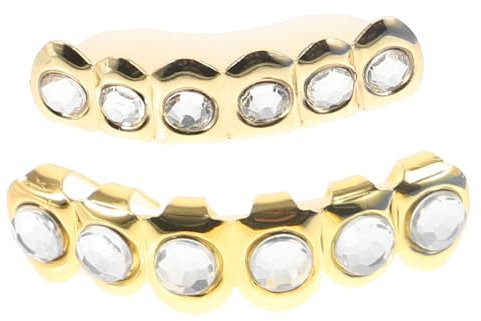 VALICLUD 1satz Mit Rhinestones Goldfarbene Zahngitter Für Rapper Und Cosplay Stylisches Zubehör Für Partys Und Auftritte Und Zu Tragen