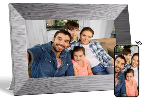 BWJBSW Cornice Digitale Foto 7 Pollici, WiFi Portafoto Digitale, IPS Touch Screen, 32GB di Memoria, Cornice Elettronica Condividere Foto e Video, Supporta Sveglia, Auto-Rotazione, 64GB SD Card, Tipo-C