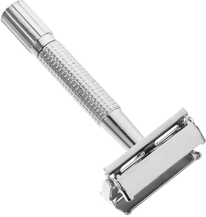 Edelstahl Rasiermesser mit Geschlossenem Kamm, Silber, 1 Satz | Rasierhobel Edelstahl, Bartrasierer für Männer, Manueller Bartrasierer, Haarentferner Rasierer
