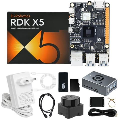 Yahboom 4GB RDK X5 Development Board Lidar Kit,T-MINI Plus Radar Sensor | 10 Tops, Aluminum Alloy Housing, Power Supply, Suitable for Mapping Navigation Robot Projects