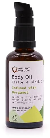 Organic Body Oil, Rejuvenating Carrot & Orange Essential Oil Blend, 50ml, 3.7x11.7cm, Natural Skincare, with Castor & Black Cumin Oil