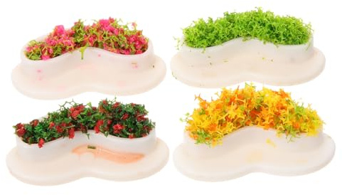 Uonlytech 4 Stück Kleiner Blumenbeet Bank aus Kunststoff Leicht und Verschleißfest für Miniatur Sandtisch und Kleiner Haus Dekoration