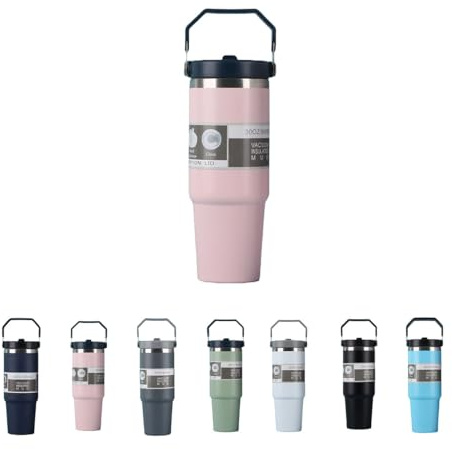 ZhengHaijiang IceFlow Tumbler with Flip Straw - 30 oz - Twist Lid and Flip Straw - Leak Resistant Water Bottle - Insulated Stainless Steel - BPA Free (Pink 30 oz)
