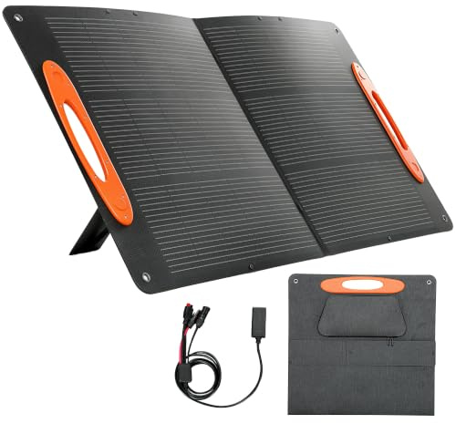 HOMCOMCaricabatteria Solare 100W Pieghevole con USB-A e USB-C, IP67 | Caricatore Solare Rapida di Smartphone e Tablet, Impermeabile, Nero