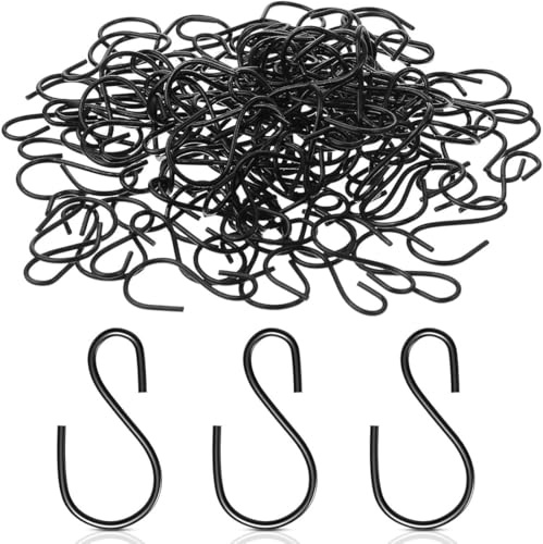 SWYZOR 30 Pezzi Gancio a S Piccolo Nero Forma S Ganci Appesi Ganci a Forma di S in Metallo, Mini Ganci a S, Ganci Ornamentali a S per Gioielli Decorazioni Artigianato Portachiavi Cartellini