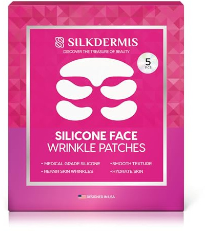 Silicone Facial and Forehead Wrinkle Patches: Facial Wrinkle Patch for overnight and Smile Line and Under Eye-Forehead Wrinkle Treatment (White(5 count (Pack of 1))