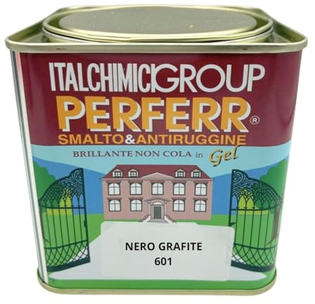 Smalto Antiruggine Gel 'Nero Grafite' 750 ml – 2 in 1 Pronto all’Uso, Vernice Protettiva Brillante per Ferro e Legno, Anticorrosione Non Cola