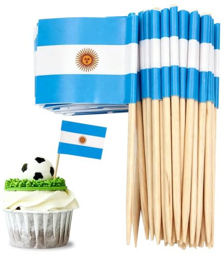 Klein Zahnstochers Picker Flaggen Argentinien WM 2026,100 Stück Argentinien Flagge Dekoration Toothpick Flag für Party-geschirrdekoration Cocktailparty Cake Käse Pub Cafe Royal Events Fussball Party