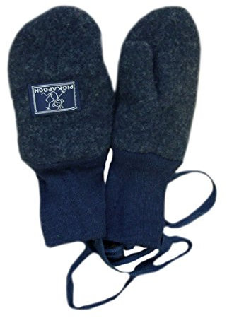 PICKAPOOH Fäustlinge, 100 % Merinowolle, für Babys und Kinder, Fleece-Handschuhe, Armwärmer für den Winter Gr. XS, dunkelblau