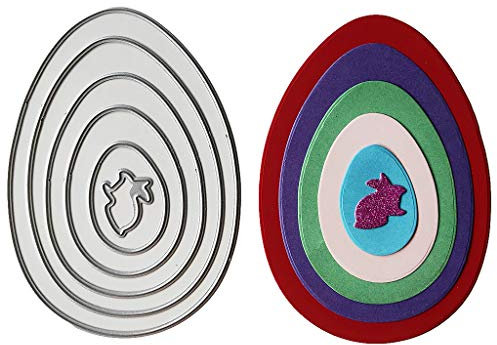 Luluspace Stanzschablonen Metall Stanzformen Ostereier Hase Silber Schneiden Schablonen Für DIY Cutting Dies Scrapbooking Album, Schneiden Schablonen Papier Karten Sammelalbum Deko