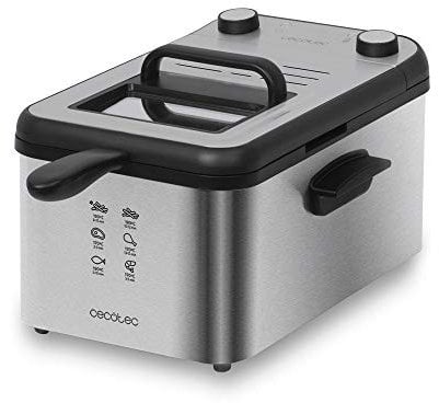Cecotec Freidora eléctrica CleanFry Infinity 3000 de Acero Inoxidable, 3 litros de Capacidad de Aceite, Filtro OilCleaner, 2400 W, Temporizador de 30 Minutos.