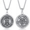 Herren Satanische Halskette für Männer: Edelstahl Pentagramm Siegel von Luzifer Pagan Okkultes Siegel des Satans Satanisches Symbol Anhänger Halskette Umgekehrtes Pentagramm Baphomet Ziege Halskette