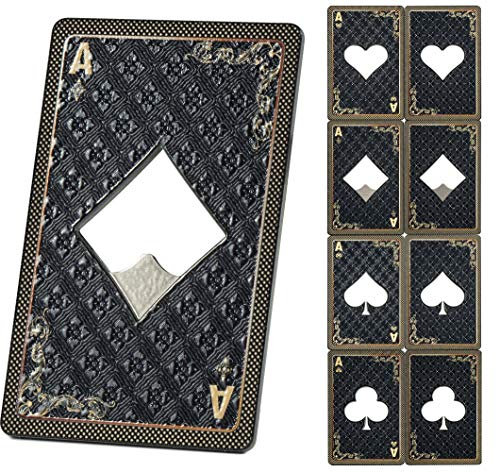 KADAX Décapsuleur Carte de jeu en métal Décapsuleur ŕ bičre Décapsuleur en forme de carte de jeu Motif Ass, décapsuleur en métal Ouvre-bouteille pour maison, fęte,Métal, Carreaux, 8,56 x 5,4 x 0,2 cm